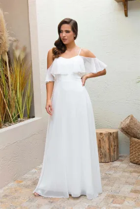 Angelino Ecru Hanger Long Wedding Dress and Outdoor Shooting Dress