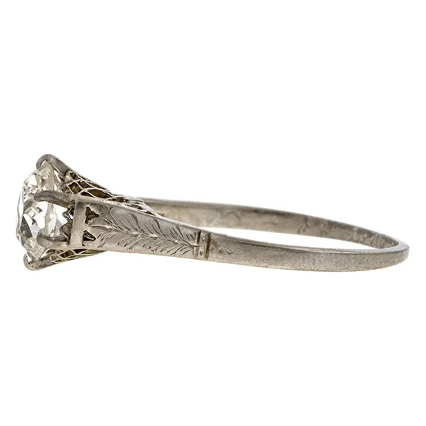 Antique Pear Shaped Diamond Solitaire Ring, 0.65ctw.