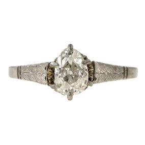 Antique Pear Shaped Diamond Solitaire Ring, 0.65ctw.