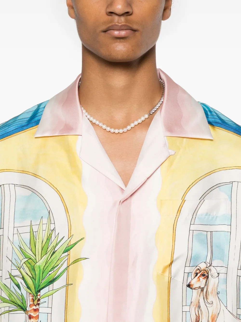 Apartement-Print Silk Shirt