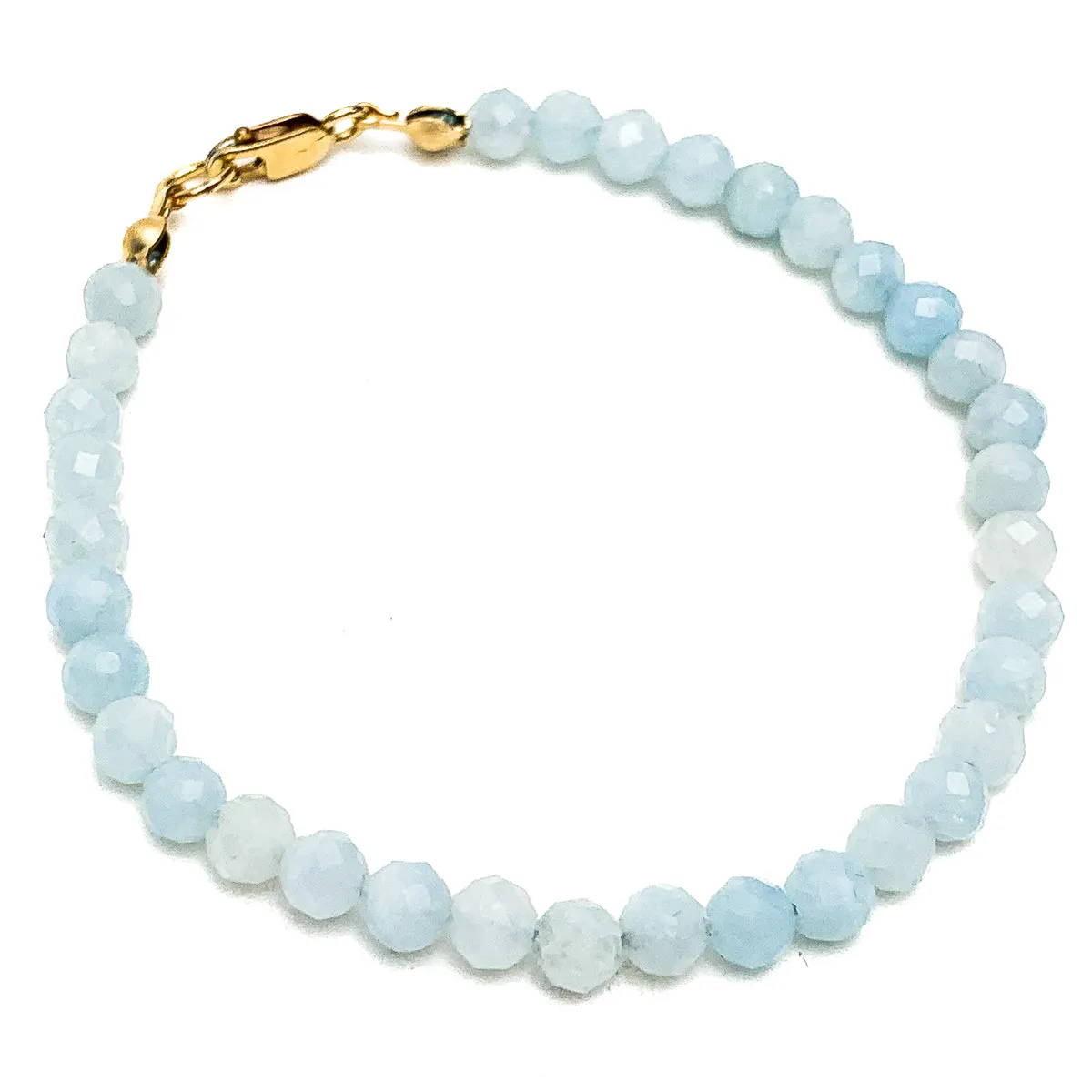 Aquamarine Faceted 4mm Bracelet With Gold-Filled Lobster Clasp