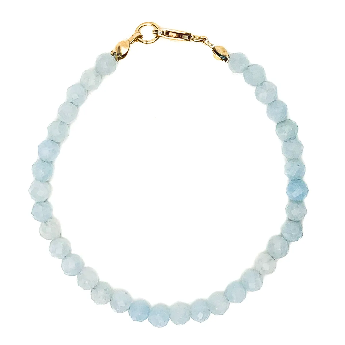 Aquamarine Faceted 4mm Bracelet With Gold-Filled Lobster Clasp