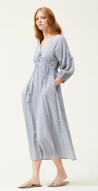 Arabella Striped Dress in Blue