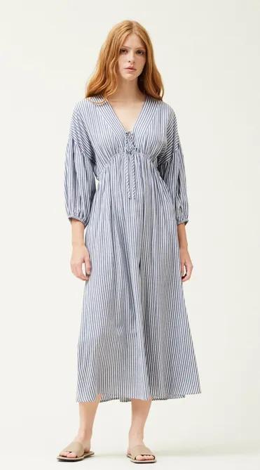 Arabella Striped Dress in Blue