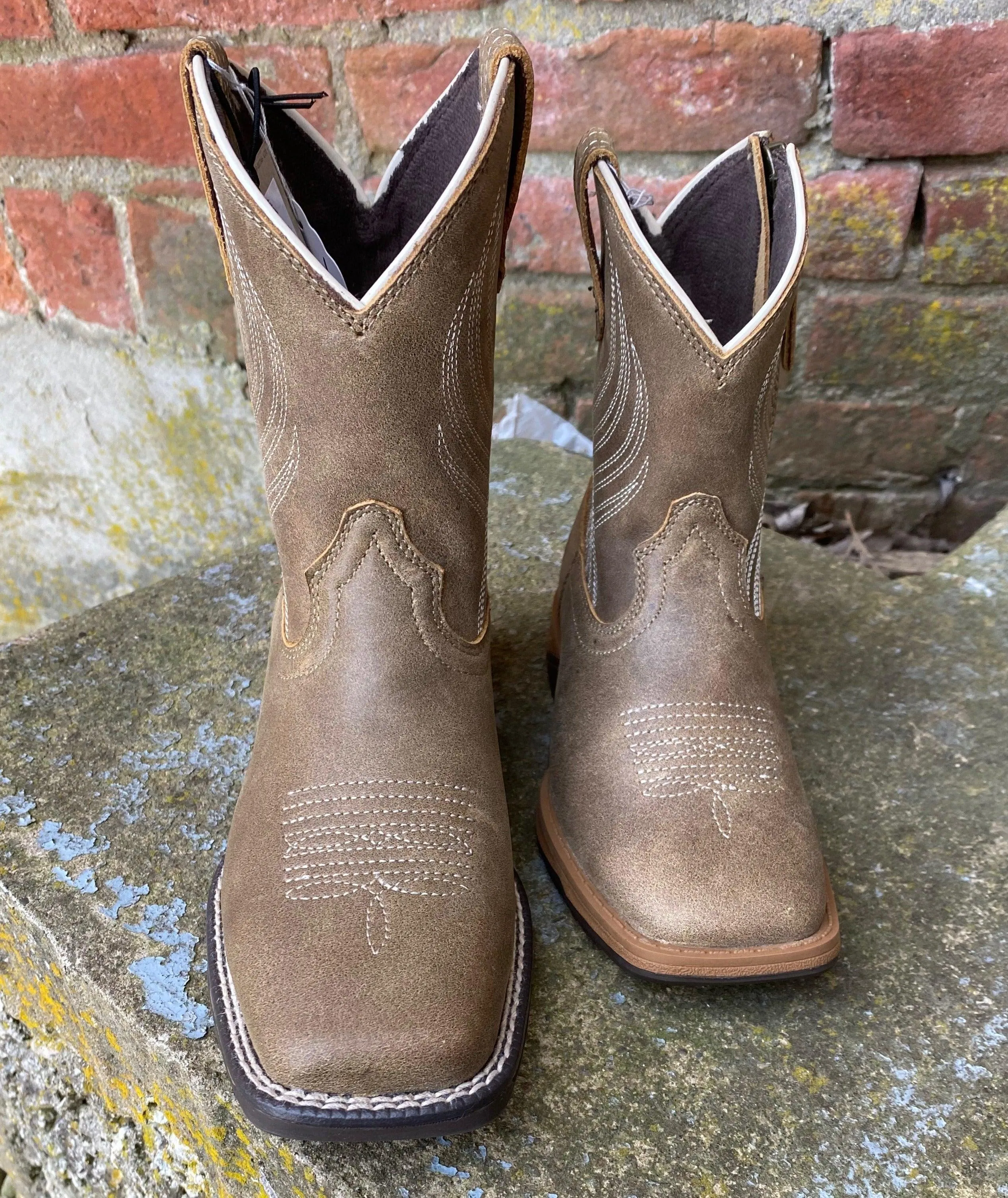 Ariat Toddler/Children's/Youth Anthem Brown Bomber Leather Square Toe Western Cowboy Boot 10035858 10035778