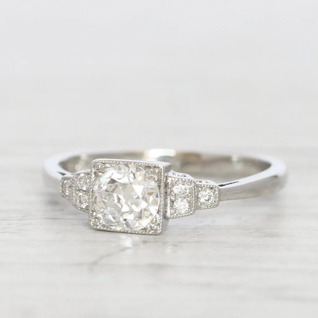 Art Deco Style 0.61 Carat Old European Cut Diamond Solitaire