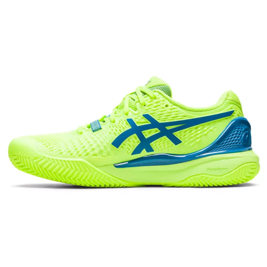 Asics Gel Resolution 9 Clay Women Tennis Shoes - Hazard Green/Reborn Blue