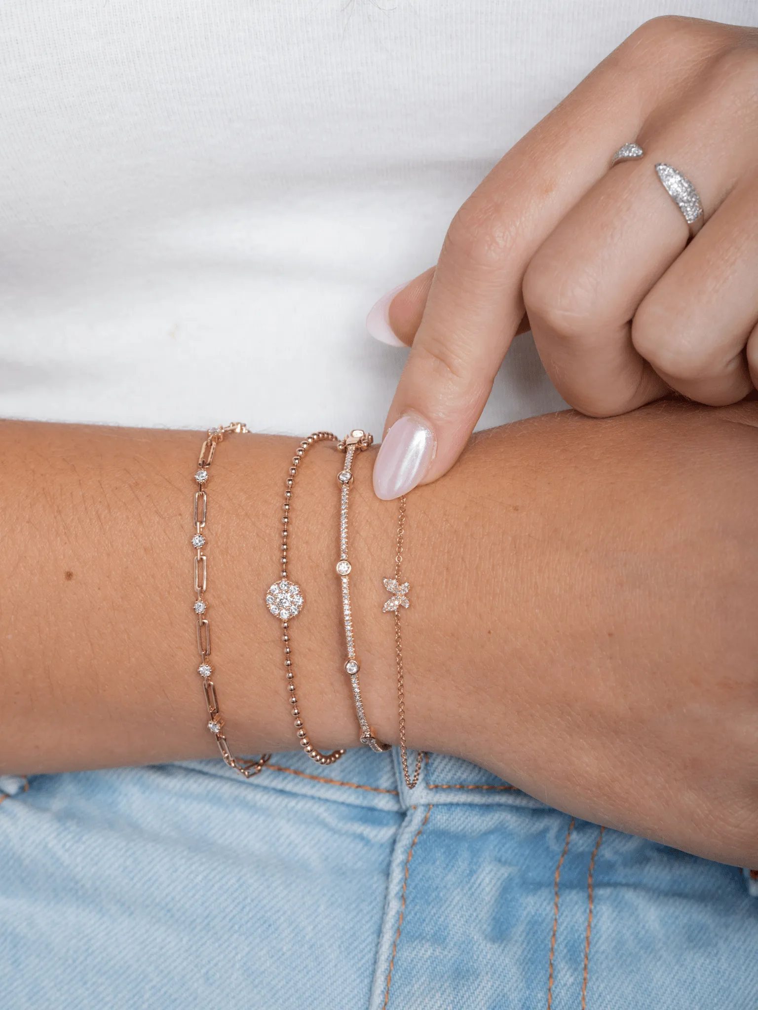 Ava Diamond and Paperclip Chain Bracelet 14K