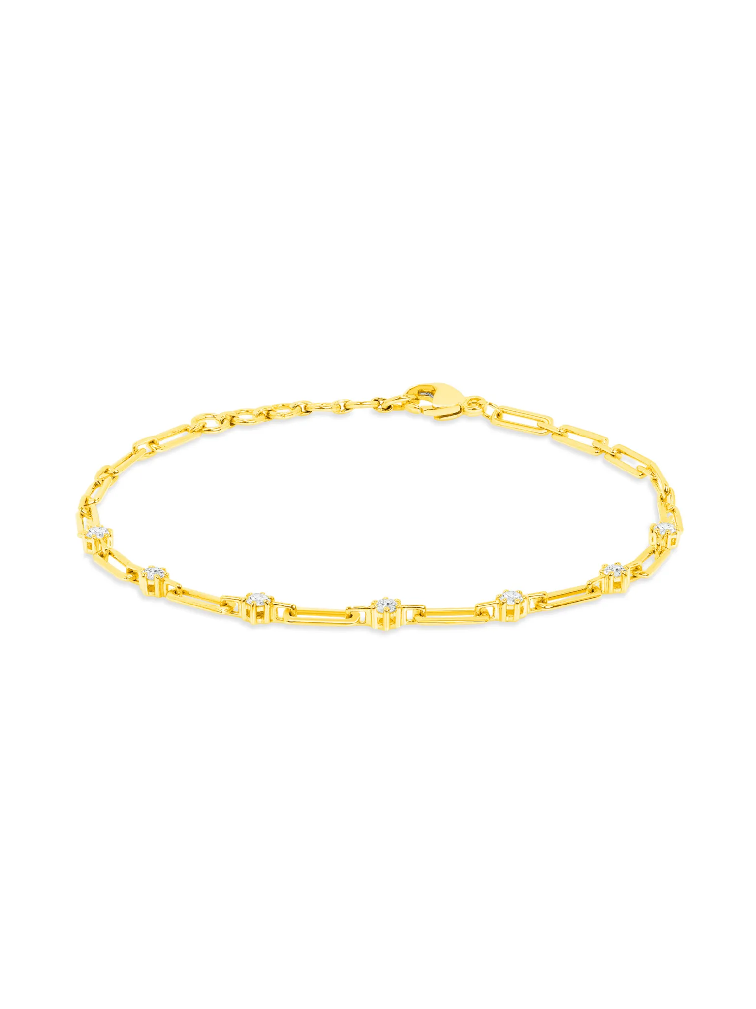 Ava Diamond and Paperclip Chain Bracelet 14K