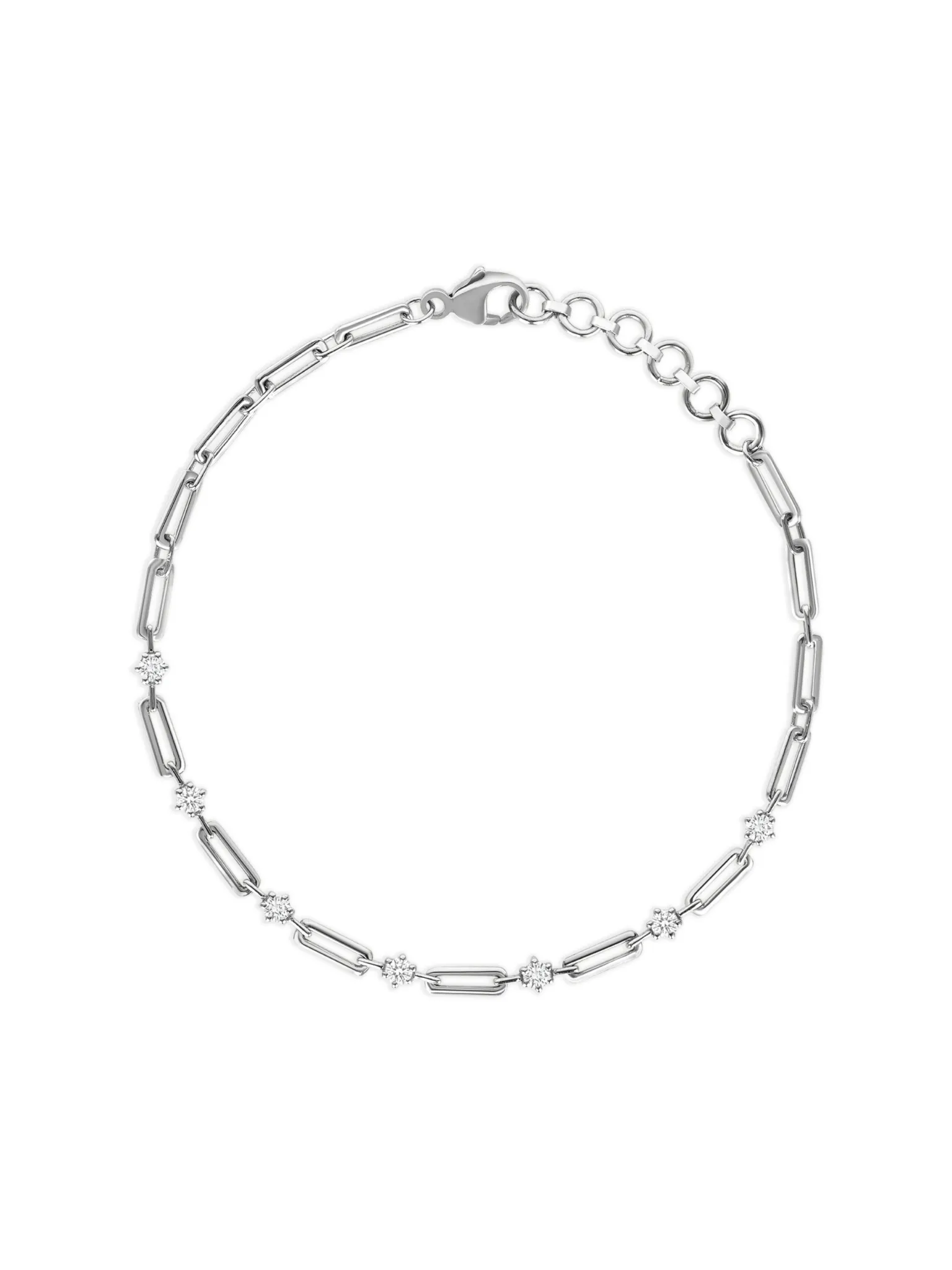 Ava Diamond and Paperclip Chain Bracelet 14K