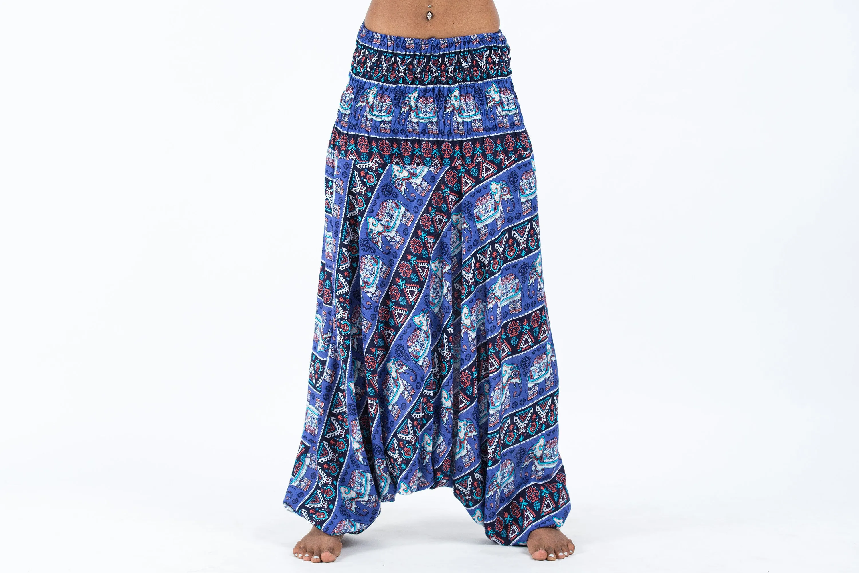 Aztec Elephant 2-in-1 Jumpsuit Elephant Pants in Blue