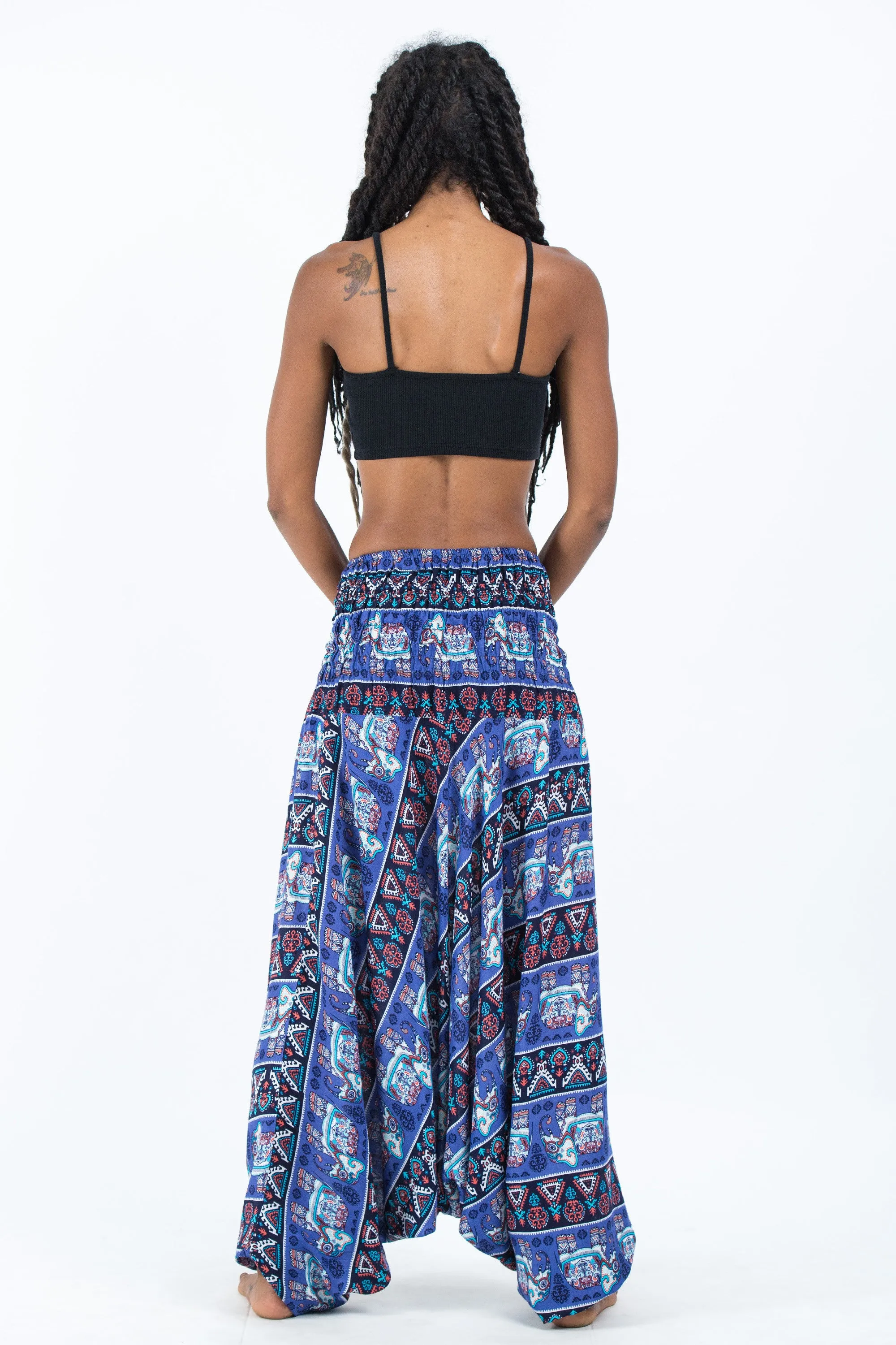 Aztec Elephant 2-in-1 Jumpsuit Elephant Pants in Blue