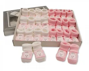 Baby Booties with Embroidery - Princess (0-3 MONTHS) Bss-116-353