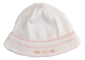 Baby Girl's Pink Dots Hand Smocked Hat