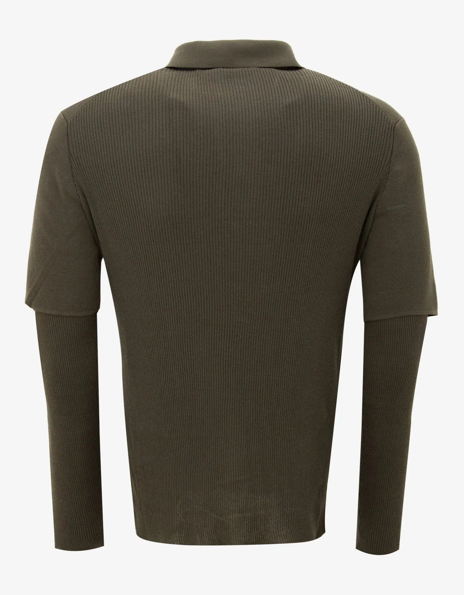 Balenciaga Khaki Polo T-Shirt with Ribbed Inserts