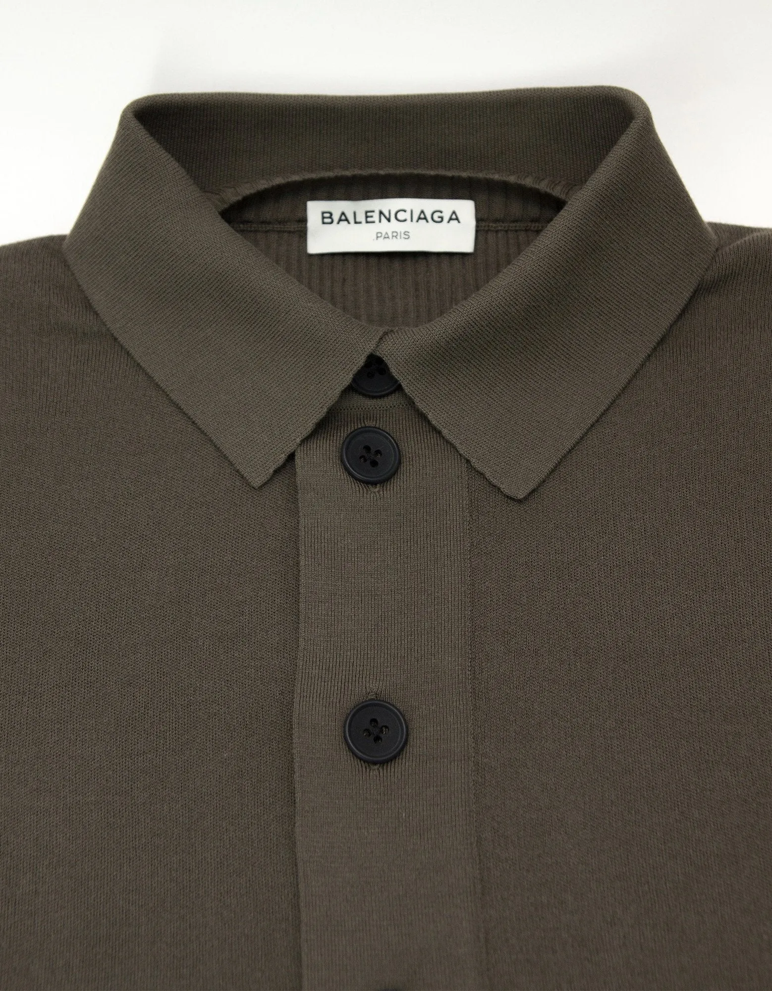 Balenciaga Khaki Polo T-Shirt with Ribbed Inserts