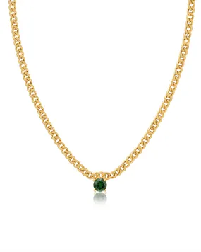 Bardot Stud Necklace- Emerald Green- Gold