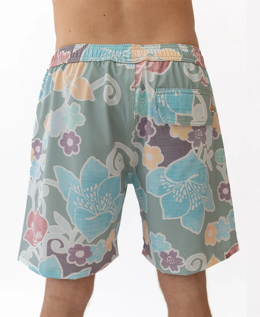 Batik Elastic Boardie | Leaf Green