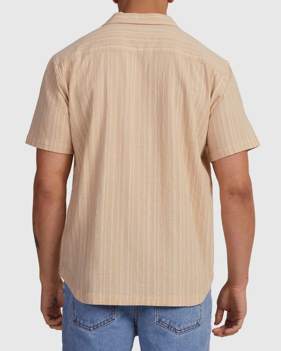 Beat Stripe Short Sleeve Shirt - Stone