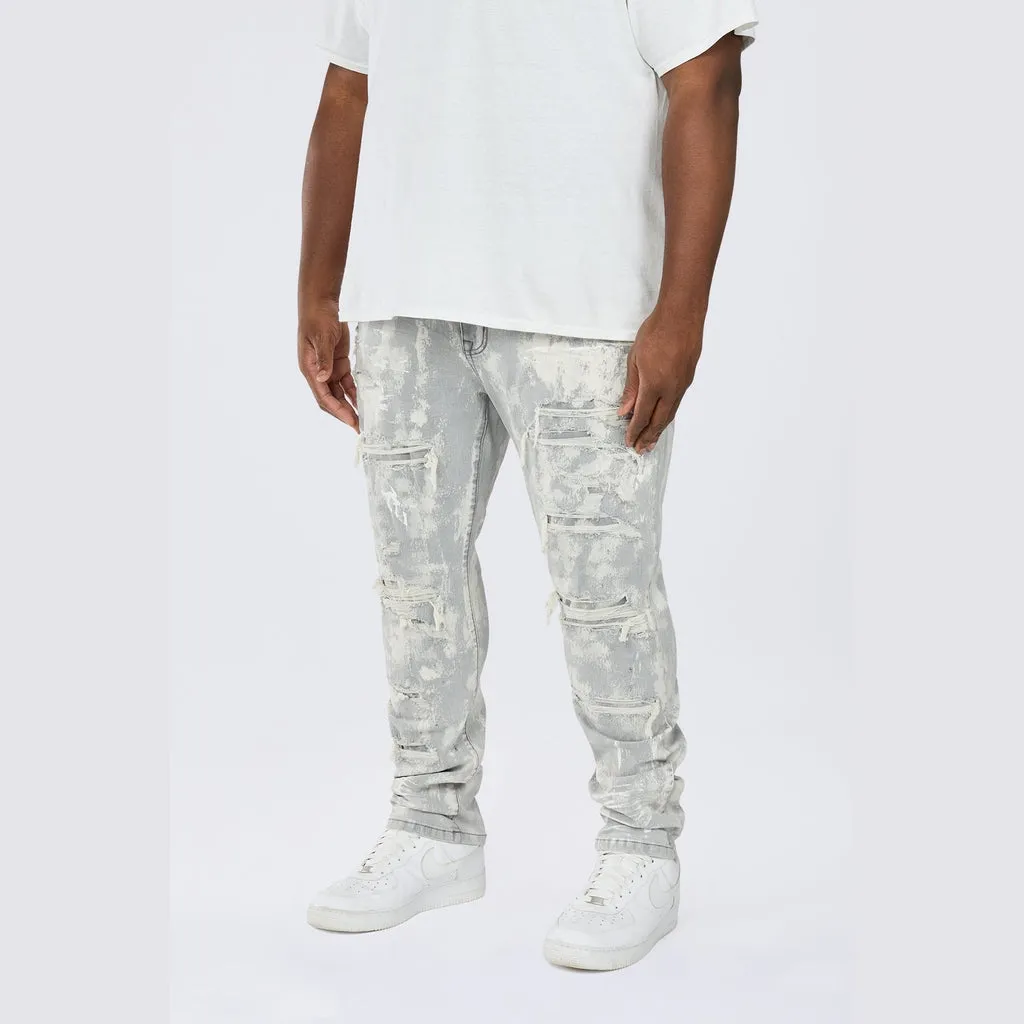 Big and Tall - Wash Heavy Rip & Repair Jeans - Confetti Grey