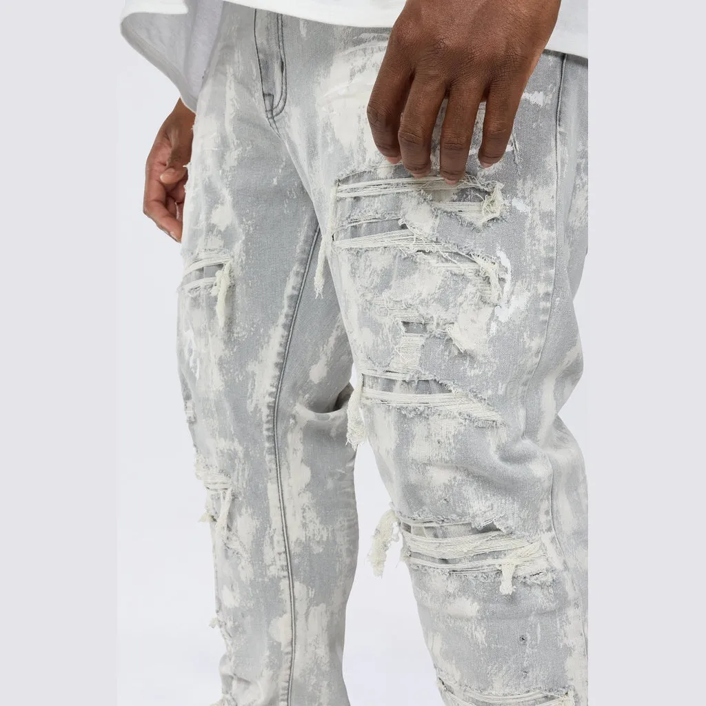 Big and Tall - Wash Heavy Rip & Repair Jeans - Confetti Grey