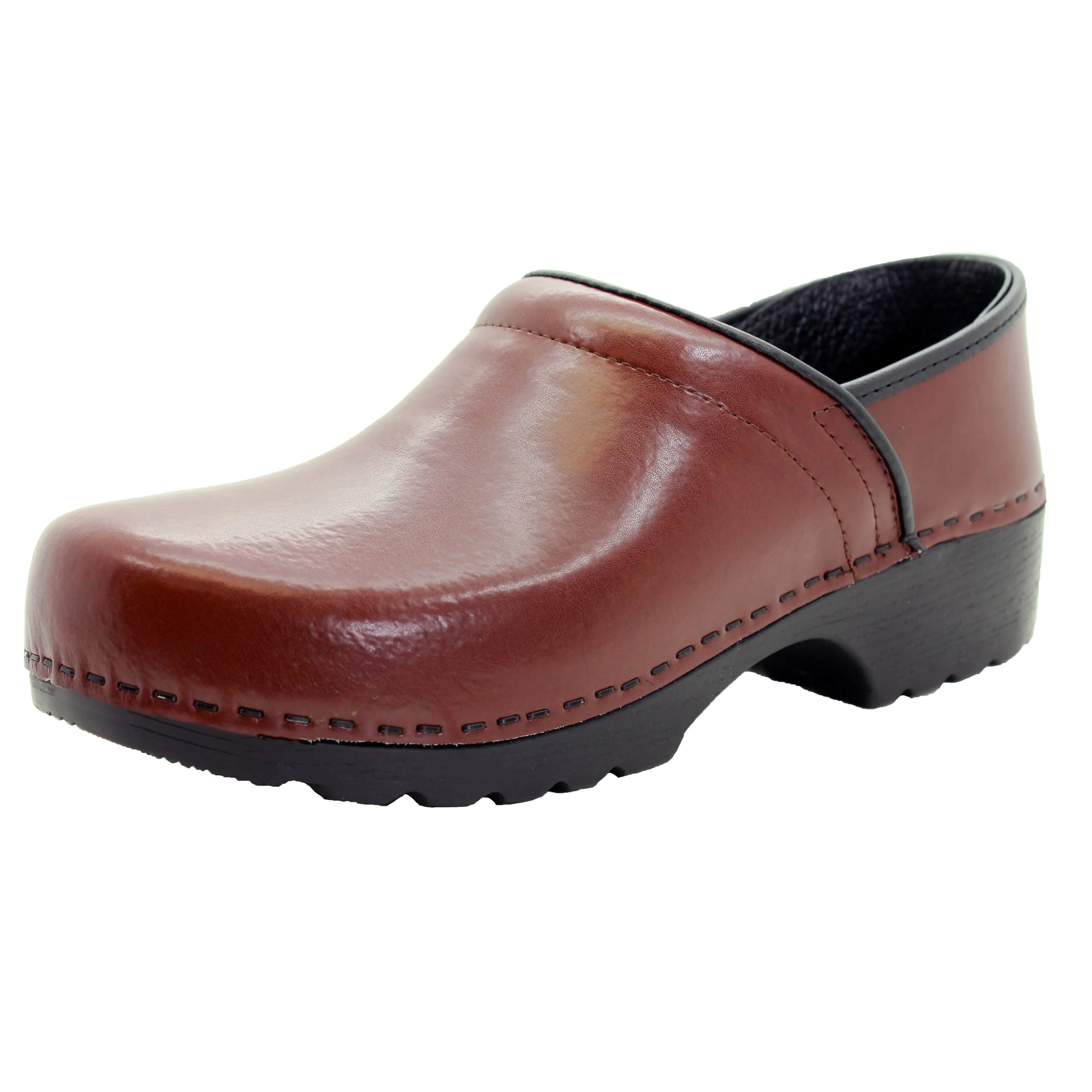 BJORK Men's Swedish Professional Brown Leather Clogs