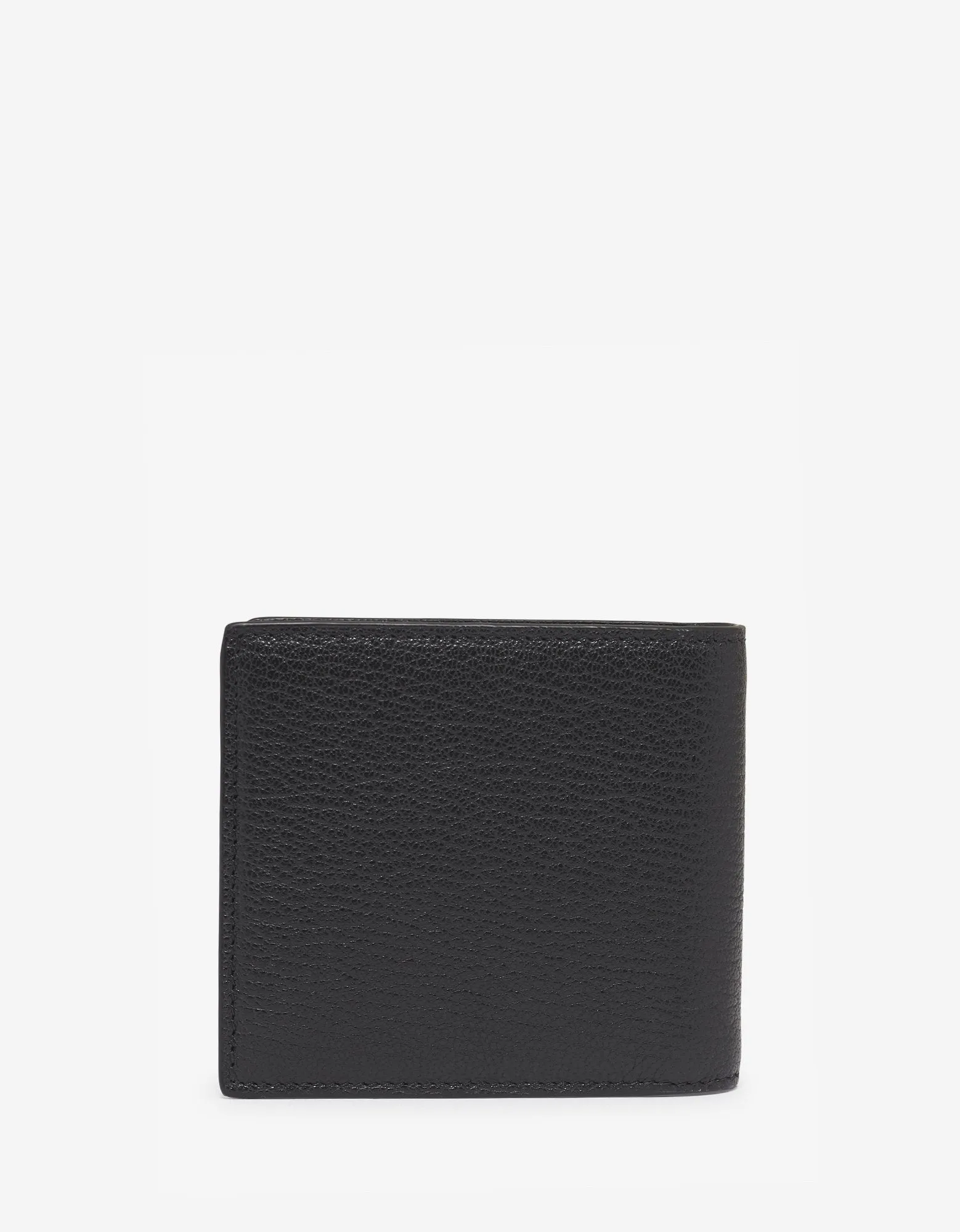 Black Grain Leather Billfold Wallet with Tonal Logo