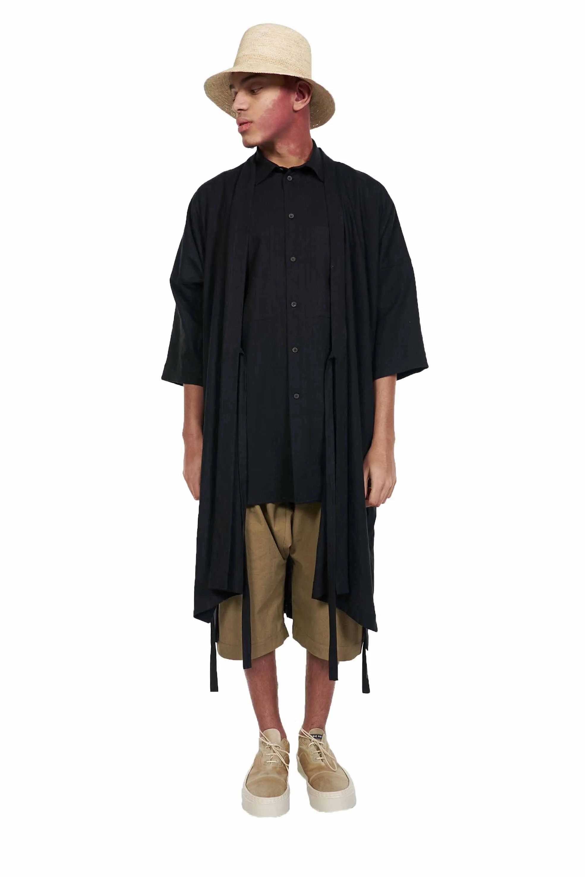 Black Linen Short Sleeve Shirt