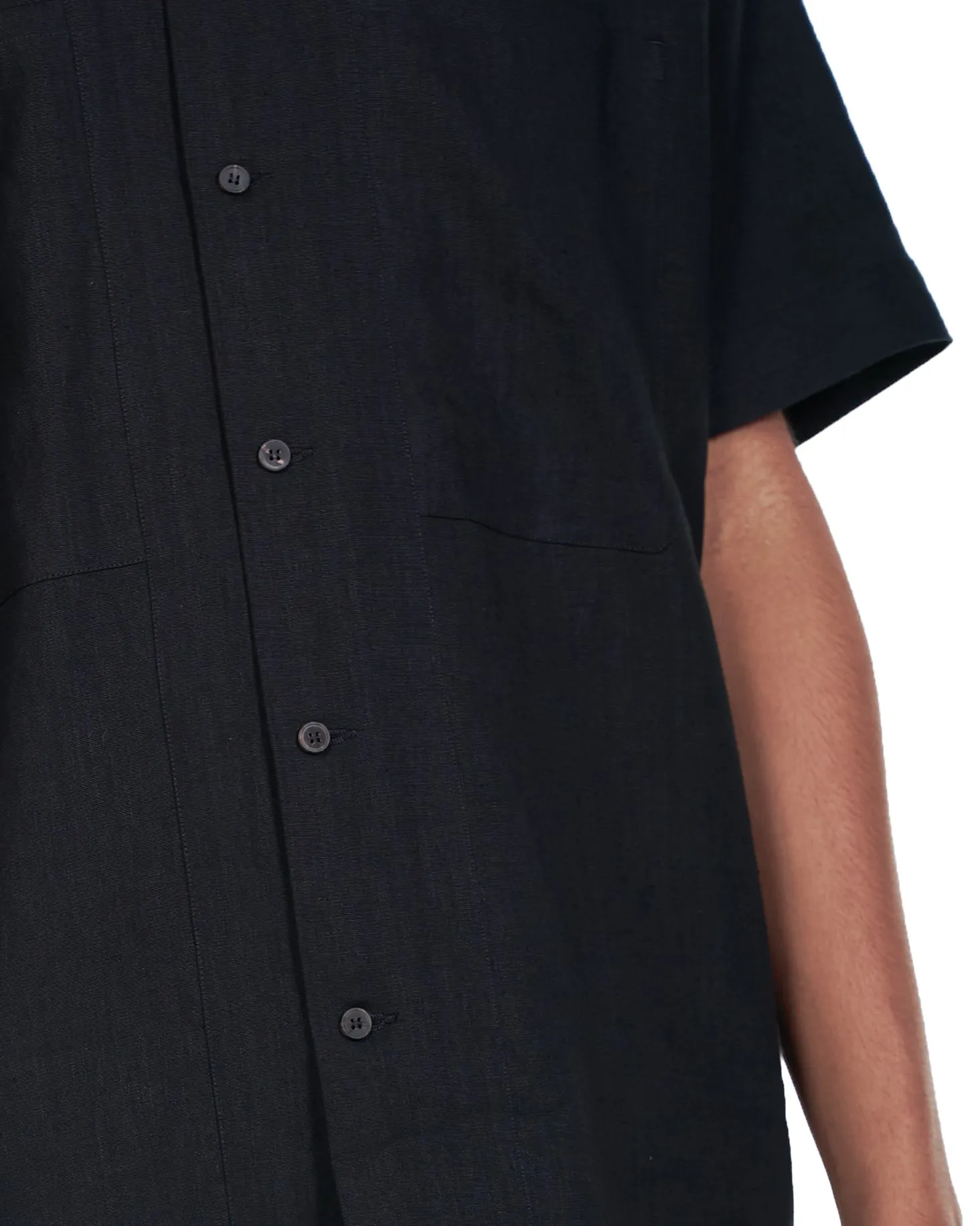 Black Linen Short Sleeve Shirt