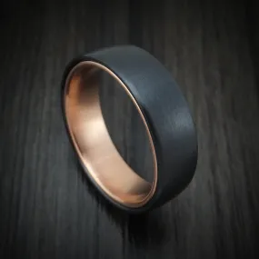 Black Titanium and 14K Rose Gold Men's Ring