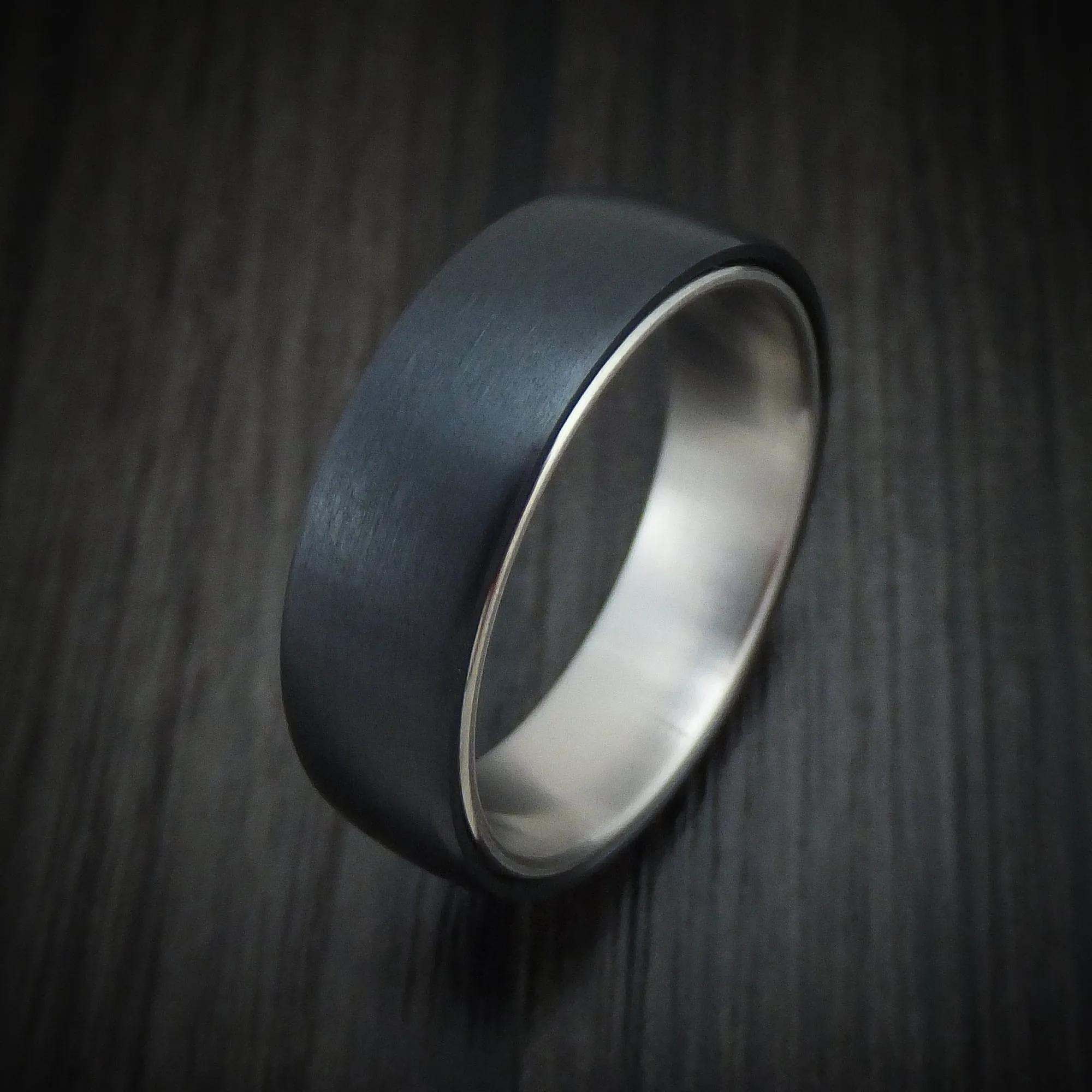 Black Titanium and 14K White Gold Men's Ring