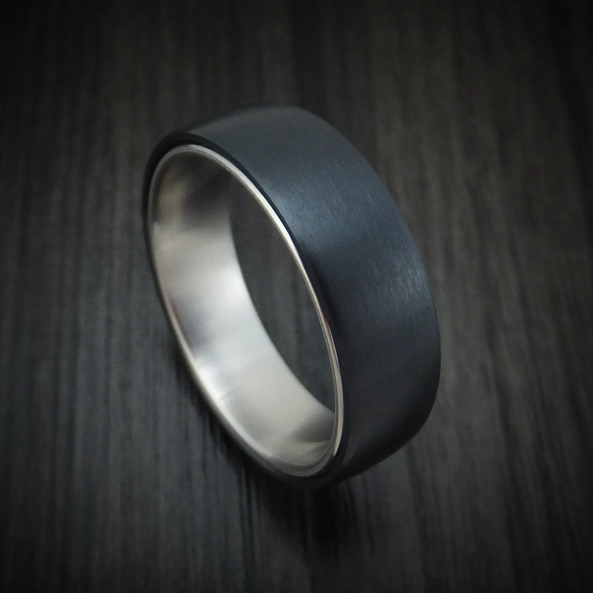 Black Titanium and 14K White Gold Men's Ring