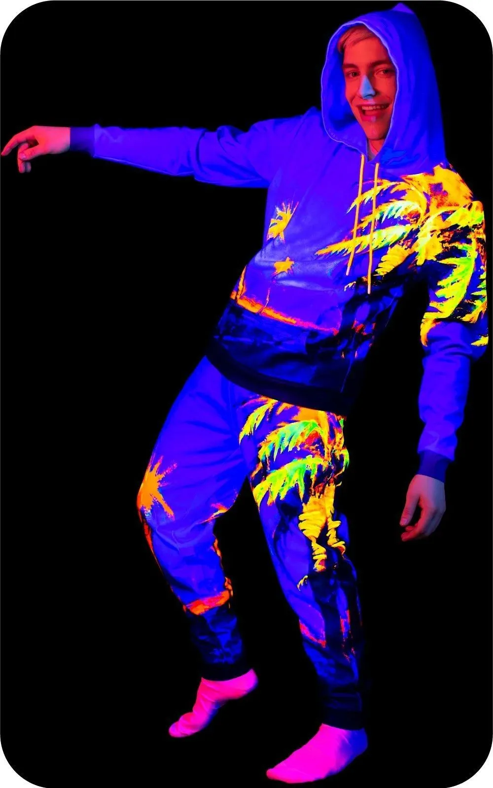 Blacklight Sweatpants Designed Blacklight Glow Hawaii Palms