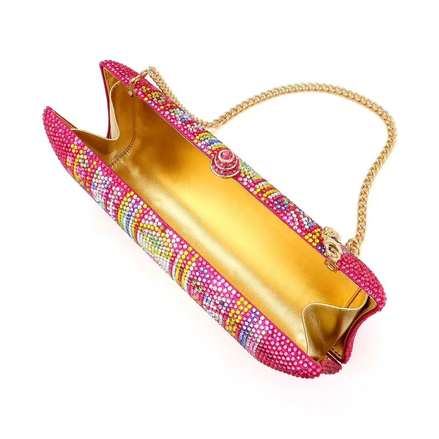 Bling Aztec Print Evening Clutch Bag