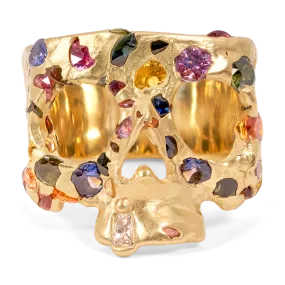 Blossom Crush Confetti Skull Ring - Made To Order