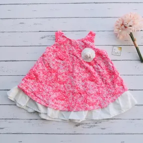 Blossom Dress in Pink Paint Flower Print