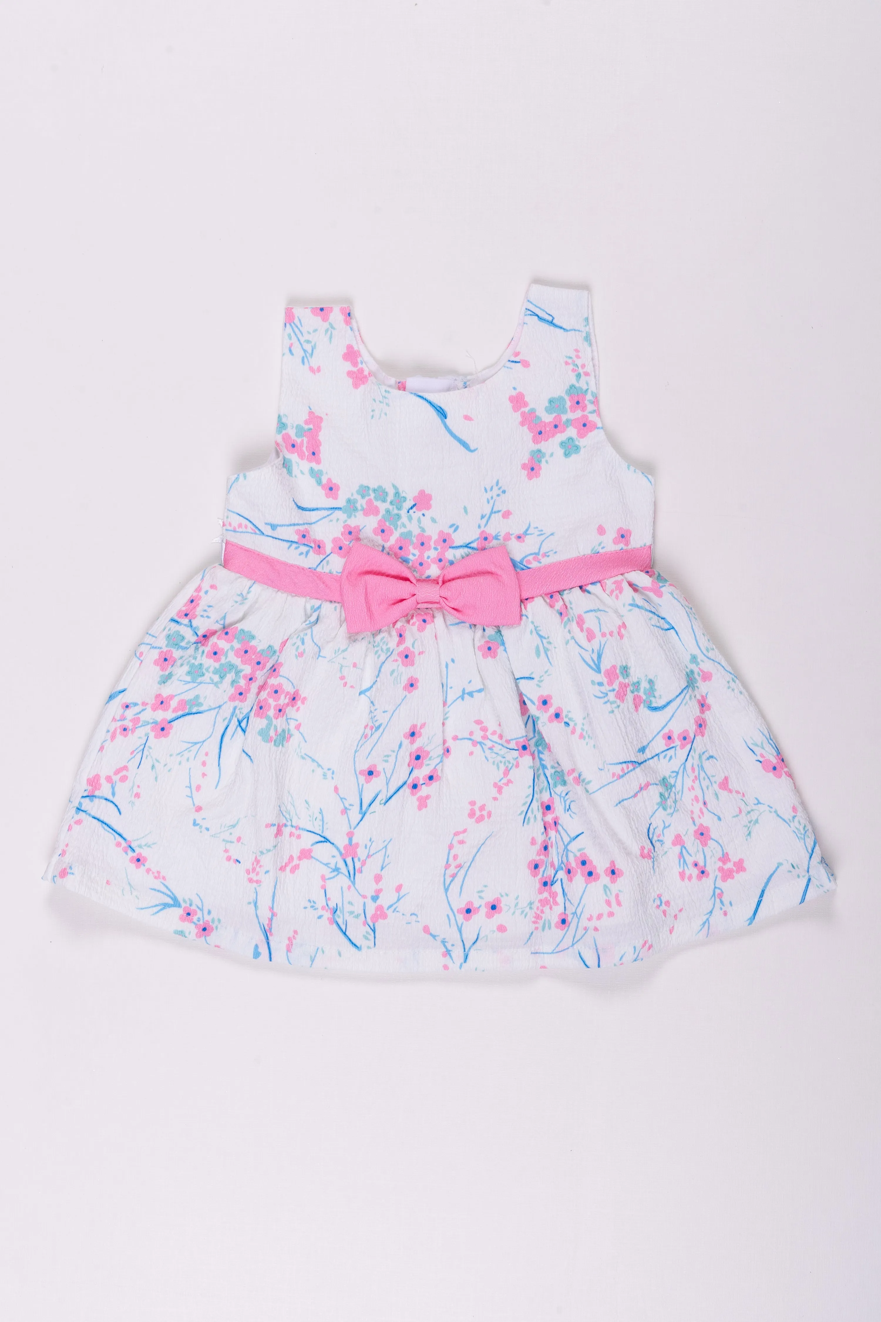 Blossom Pink Bow Cotton Frock for Charming Baby Girls