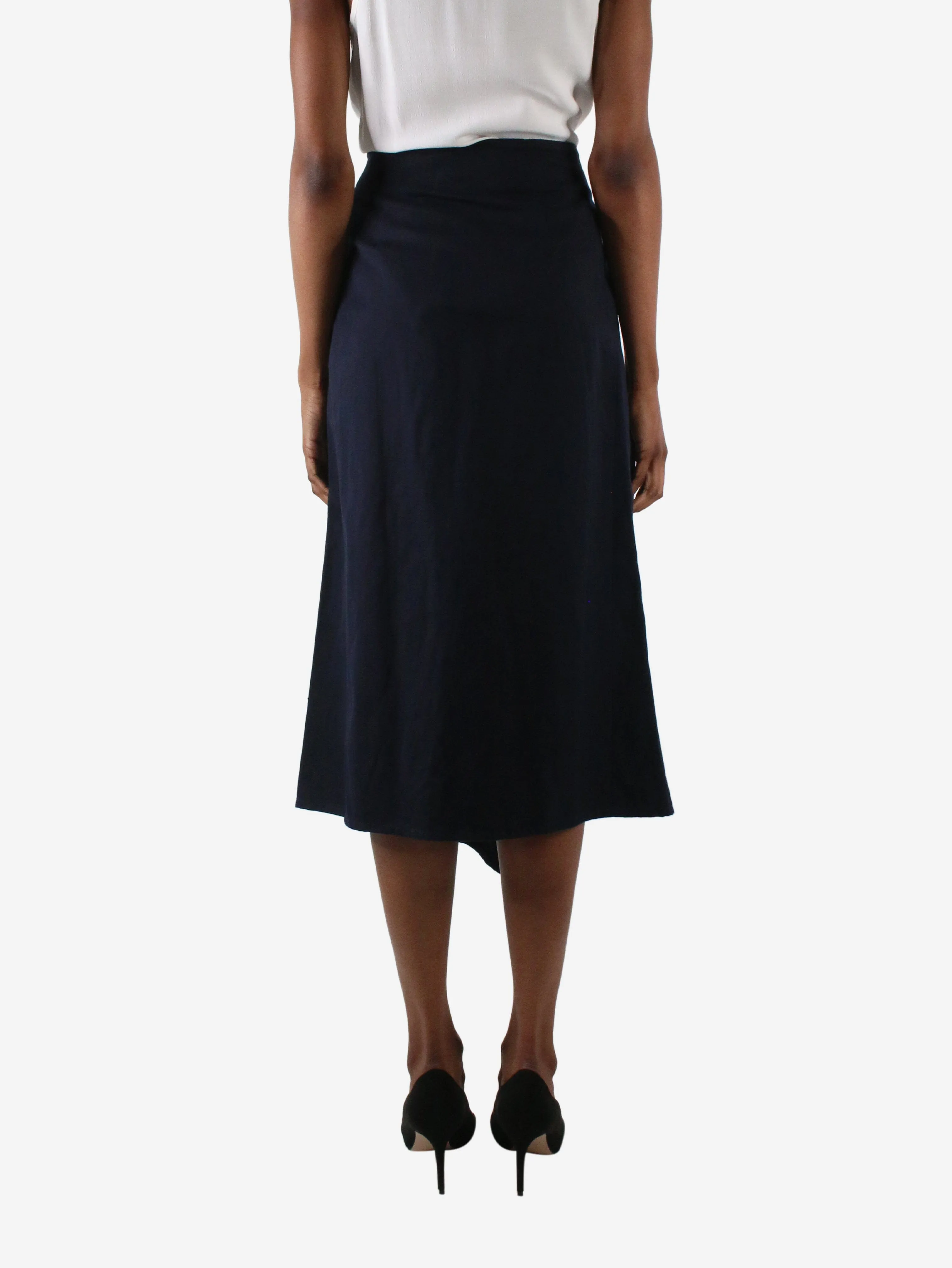 Blue asymmetric midi skirt - size UK 6