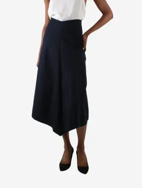 Blue asymmetric midi skirt - size UK 6