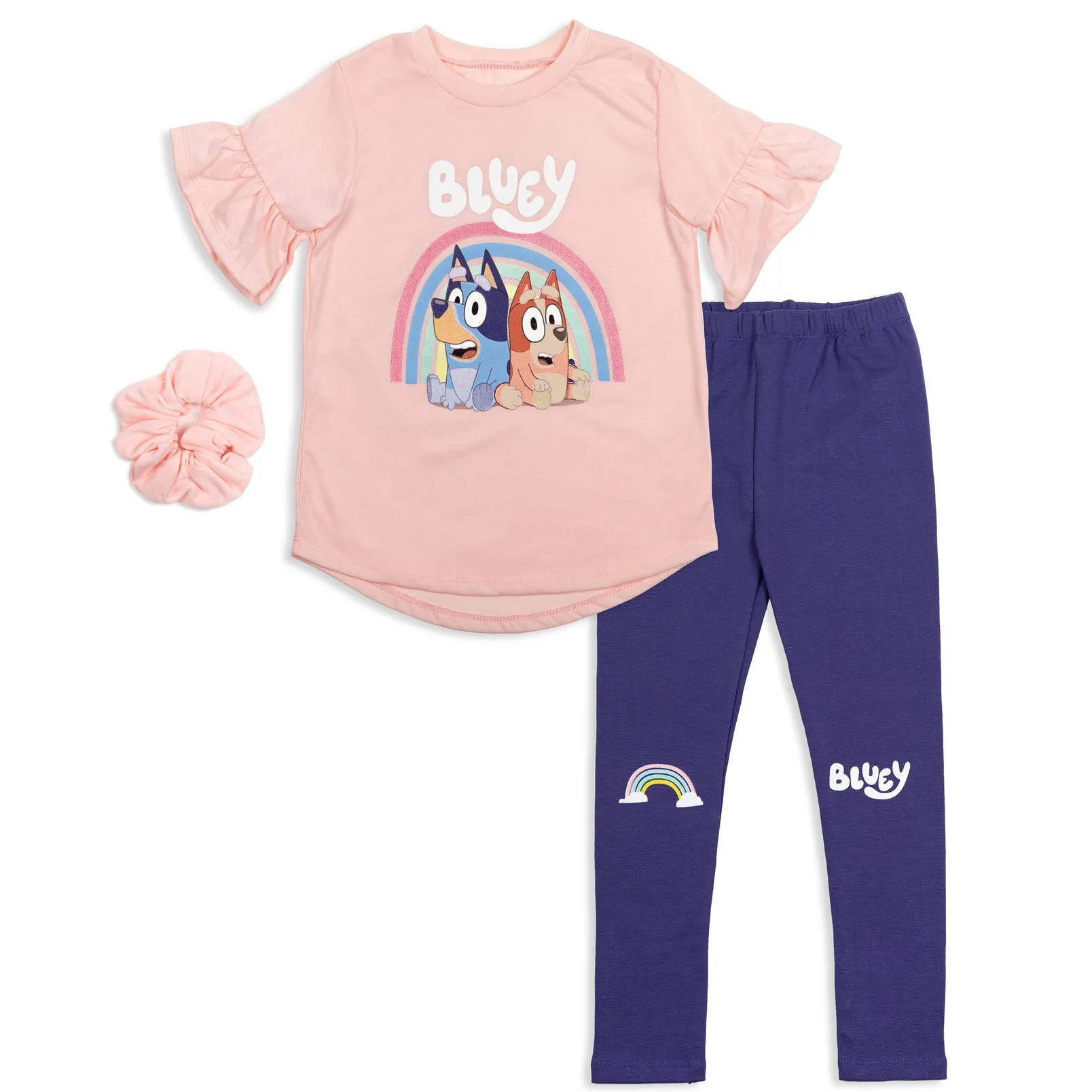 Bluey T-Shirt Leggings and Scrunchie 3 Piece Outfit Set