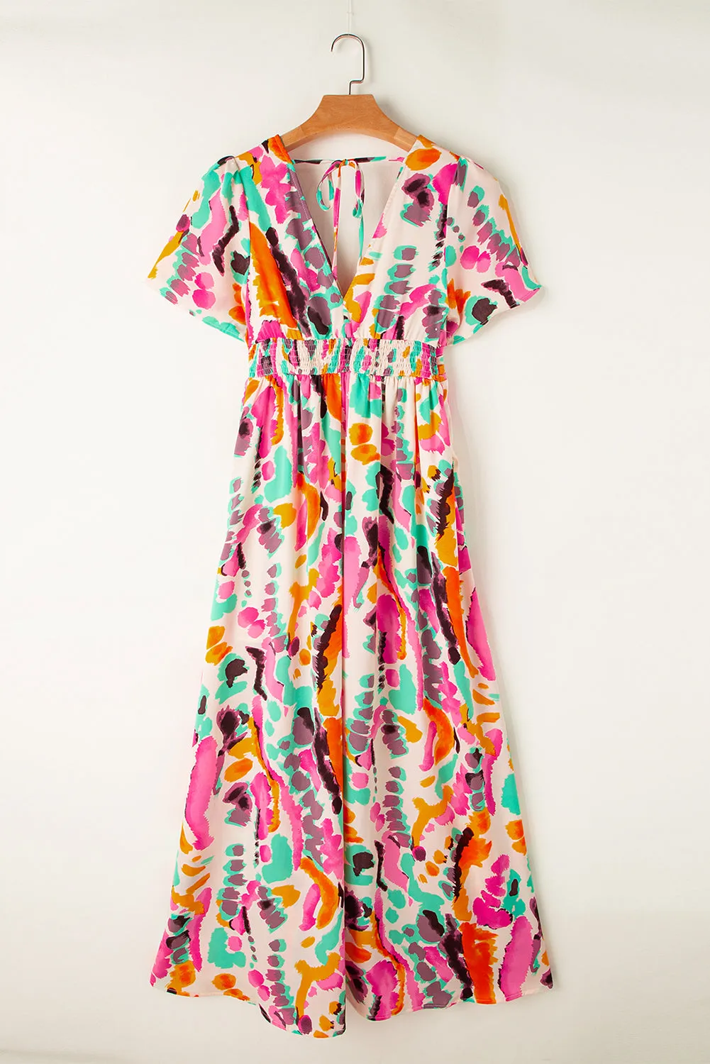 Boho Tie-dye V Neck Maxi Dress