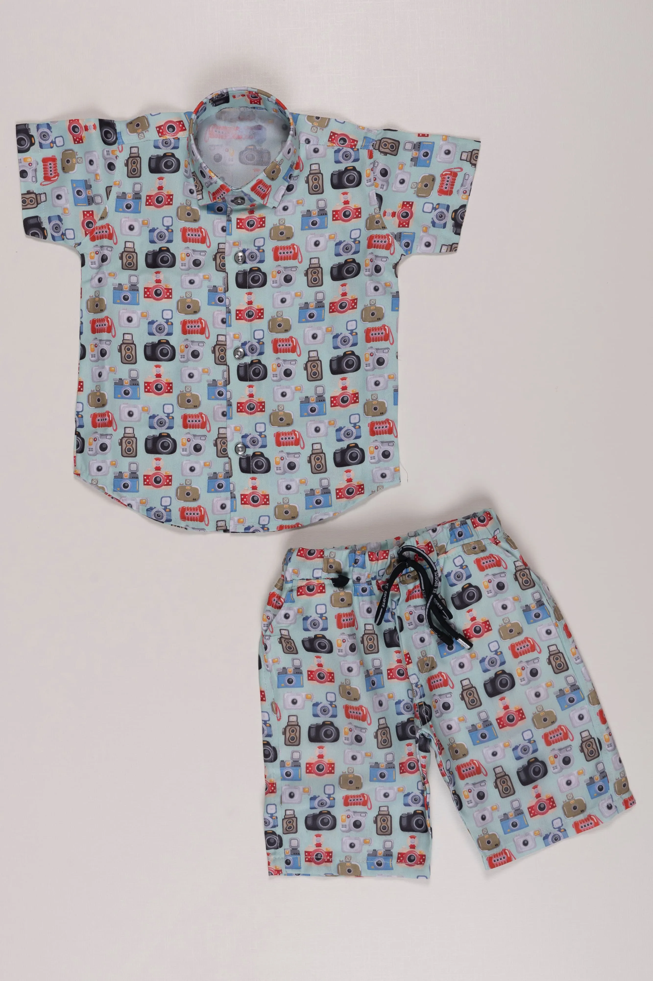 Boys Playful Robots Printed Co-ord Set: Comfortable and Stylish Casual Wear