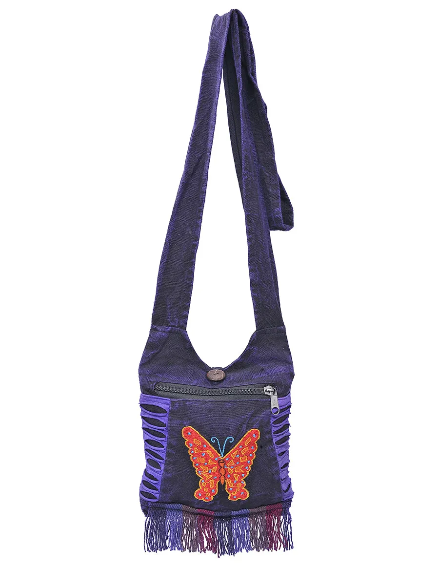 Butterfly Applique Fringe Mini Bag