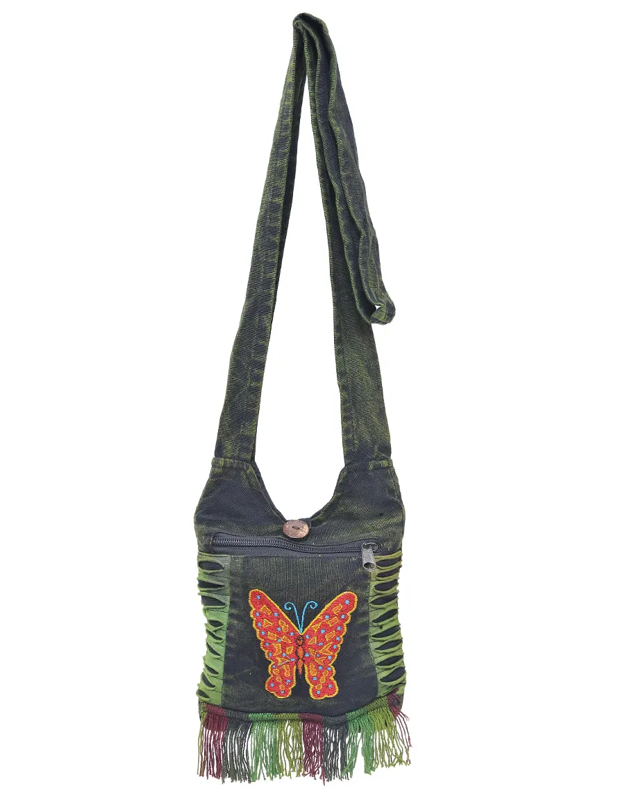 Butterfly Applique Fringe Mini Bag