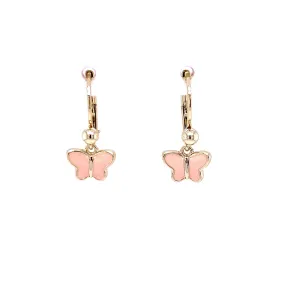 Butterfly Pink Enamel Hanging Earrings