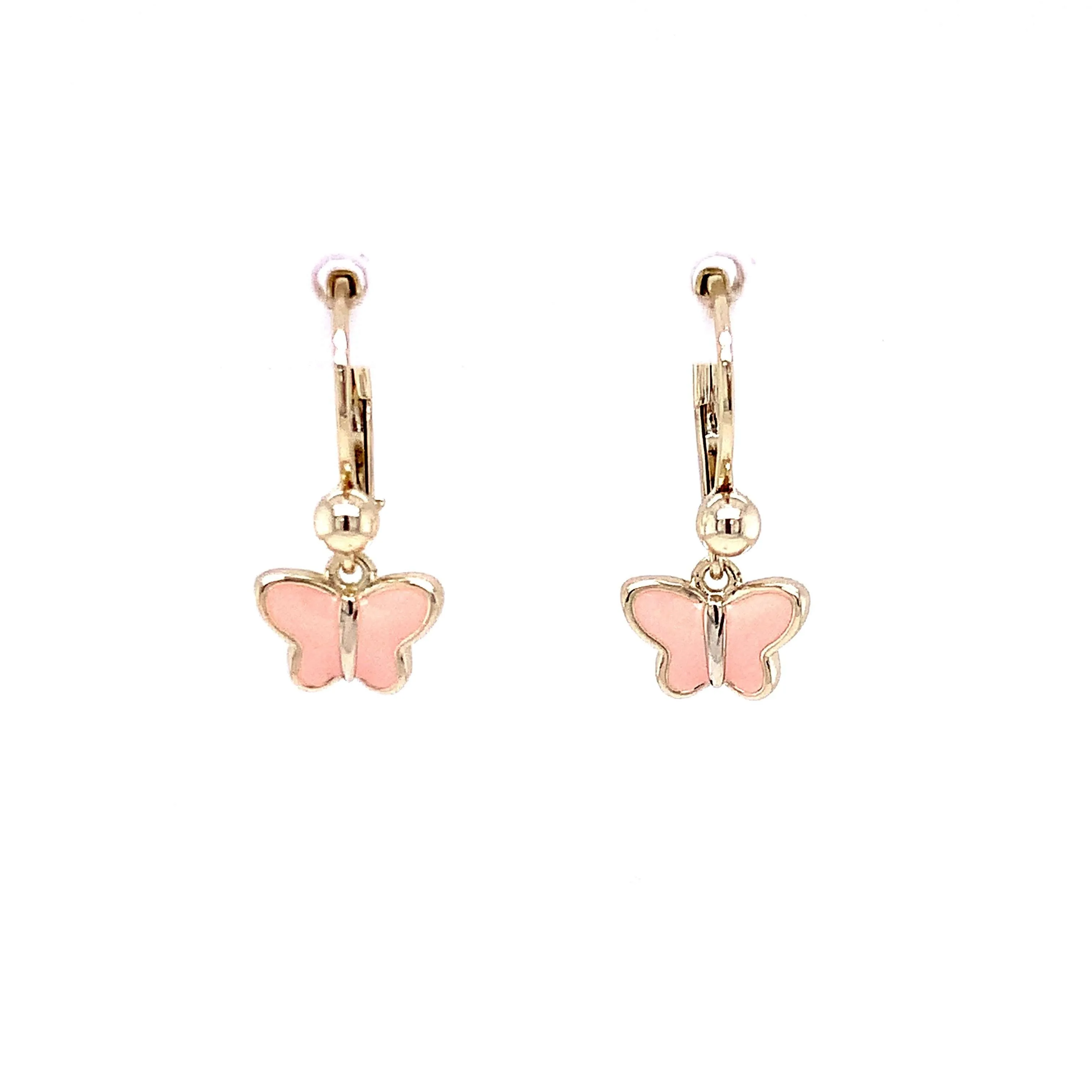 Butterfly Pink Enamel Hanging Earrings