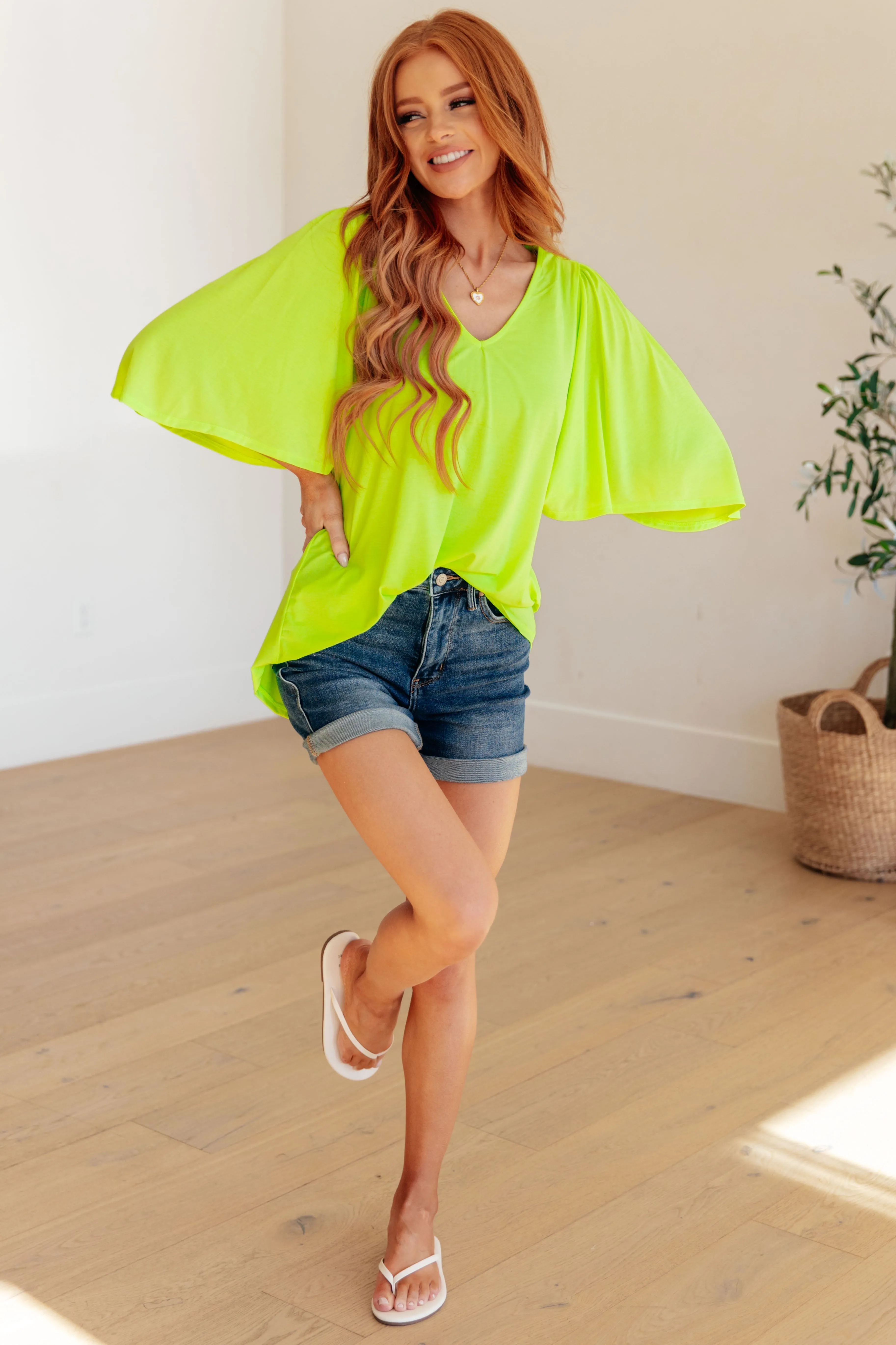 Cali Blouse in Neon Green - OW *FINAL SALE*