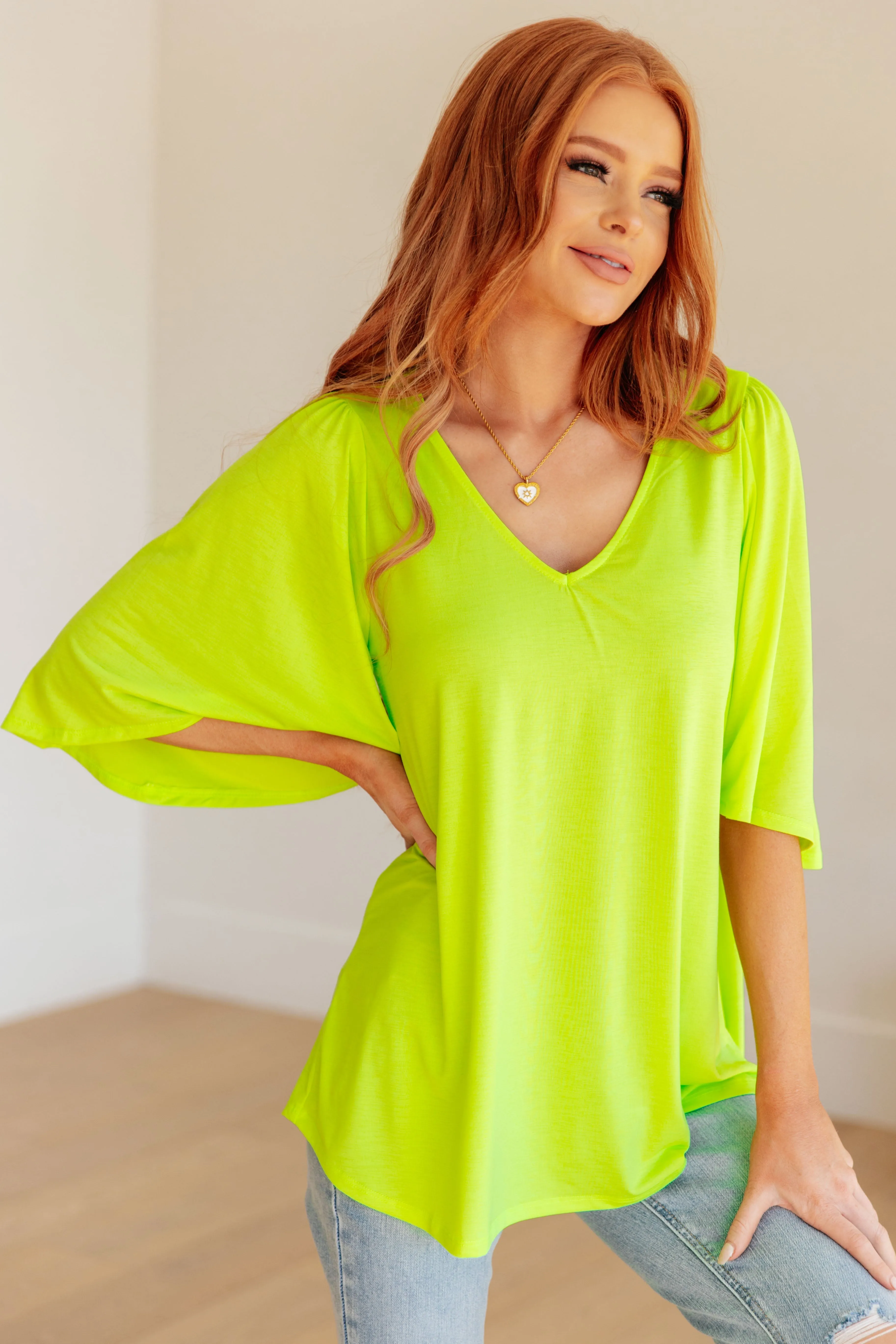 Cali Blouse in Neon Green - OW *FINAL SALE*