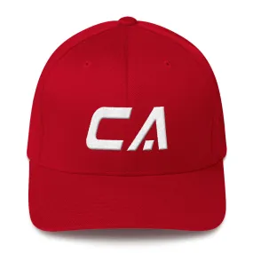 California - Structured Twill Cap - White Embroidery - CA - Many Hat Color Options Available