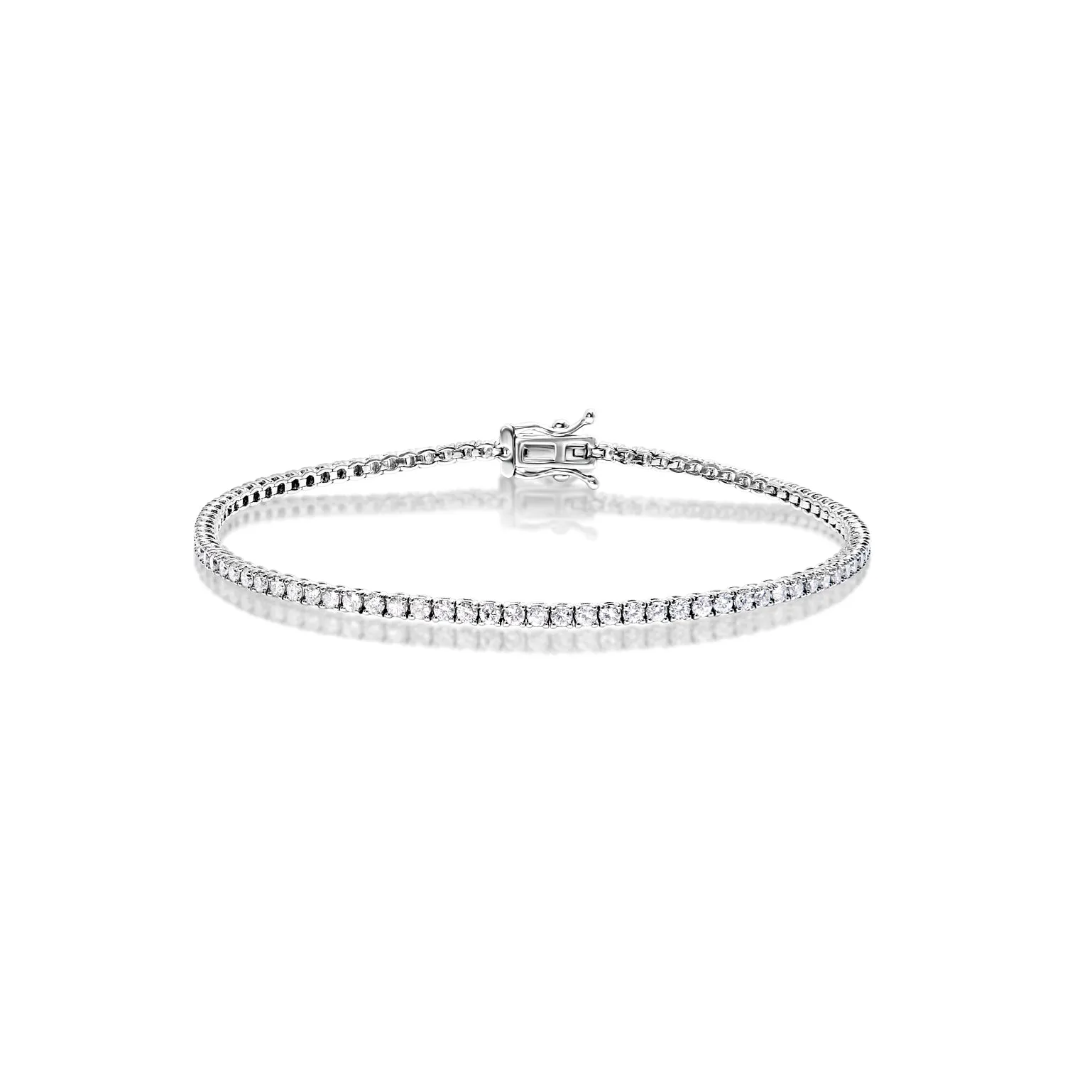 Calliope Whisper Thin 1.50 Carat Round Brilliant Single Row Diamond Tennis Bracelet in 14k White Gold